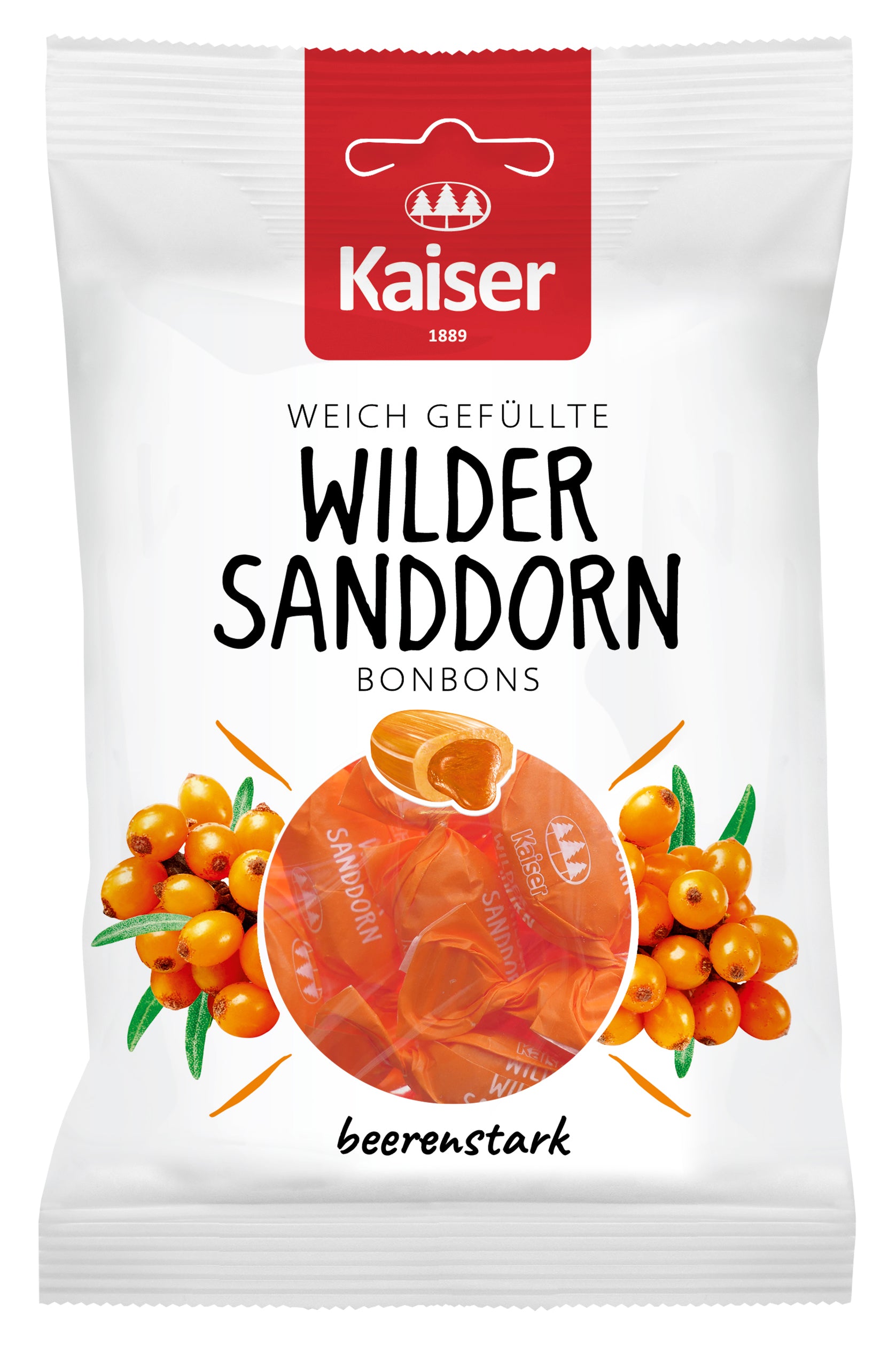 Sanddorn-Bonbon, 90g, weich gefüllt mit 15% Fruchtzubereitung