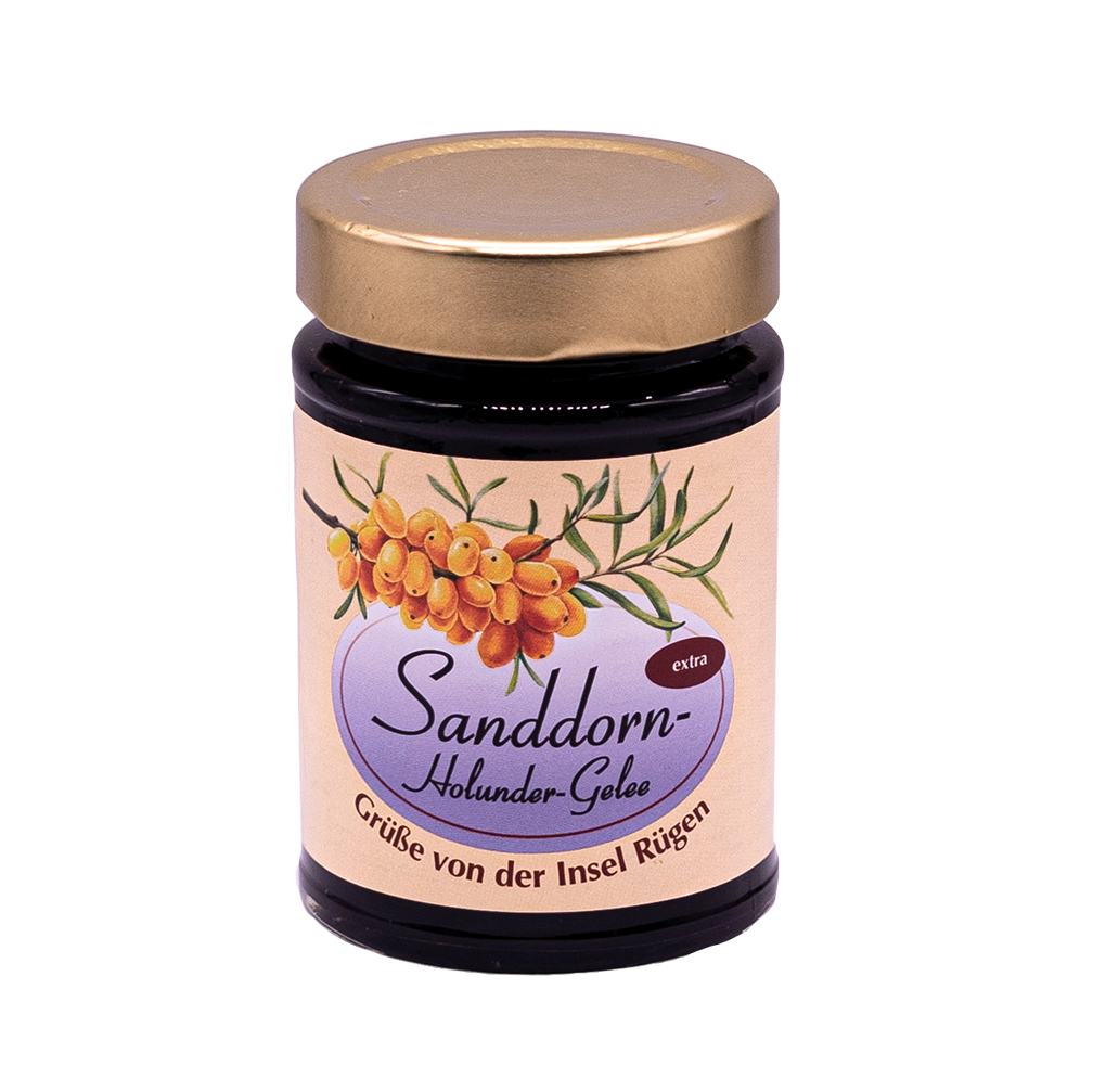 Sanddorn-Holunder-Gelee, 225g – Sanddornfamily Sanddorn-Holunder-Gelee, 225g – Sanddornfamily